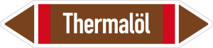 Rohrleitungsetikett: Thermalöl, gemäß DIN 2403, braun-weiß-rot, für Rohre mit Ø ab 90 mm, Standardfolie, 440 x 100 mm, 2 St./Bogen