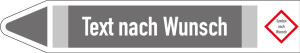 Rohrleitungsetikett: Text nach Wunsch, Fließrichtung links, DIN 2403, für Rohre mit Ø 25 - 40 mm, Standardfolie, 154 x 26 mm, 5 St./Bogen