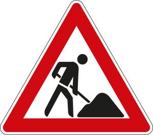 Verkehrszeichen-Nr. 123, Baustelle, Aluminium reflektierend RA0, Schenkellänge 900 mm, 1 Stück