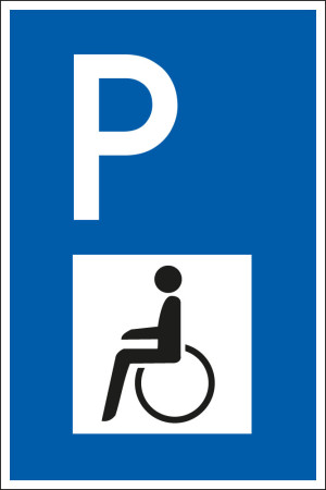 Parkplatzschild: mit Behindertensymbol, DIN, Aluminium RA0 reflektierend, 600 mm x 900 mm, 1 Stück