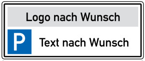 Parkplatz-Reservierungsschild, Text nach Wunsch und Logo, ohne Befestigung, Aluminium reflektierend, 520 x 220 mm, 1 Stück