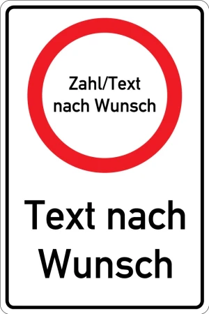 Kombi Verkehrzeichen Nr.250, mit Zahl und Text nach Wunsch, Aluminium RA0, 600 x 900 mm, 1 Stück