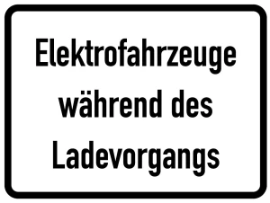 Hinweisschild Elektrofahrzeuge während des Ladevorgangs, Aluminium RA0, 600 x 450 mm