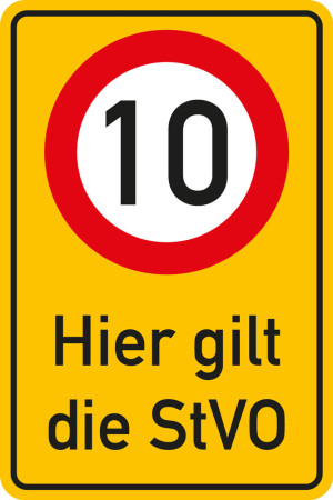 Kombischild 10 km/h - Hier gilt die StVO, Aluminium reflektierend RA2, 600 x 900 mm