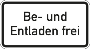 Zusatzzeichen: Be - und Entladen frei, Aluminium RA1 reflektierend, 420 mm x 231 mm, 1 Stück