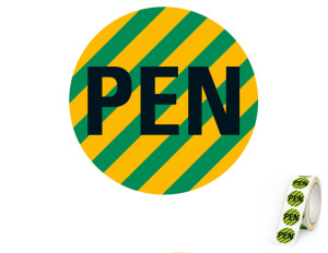 Leiterkennzeichen: Neutralleiter PEN, gelb-grün, PET laminiert, Folie selbstklebend, Ø 20 mm, 500 St./Rolle