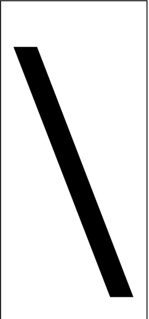 Schrägstrich für Ziffern und Buchstaben, Schrifthöhe 25 mm, weiß-schwarz, Folie mit Oberflächenschutz, 14,9 x 32,5 mm, 10 St./Bogen