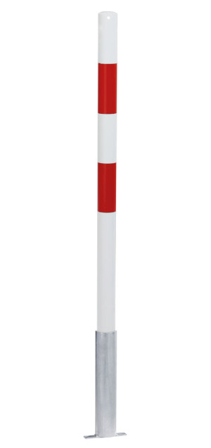 Absperrpfosten Bern zum Einbetonieren, ohne Kettenöse, rot-weiß reflektierend, Stahl pulverbeschichtet, Ø 60 mm, 1400 mm, 1 Stück