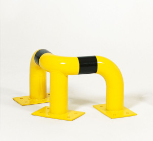 Schutzbügel, zum Aufdübeln, gelb-schwarz, Stahl pulverbeschichtet, Ø 76 mm, 1000 mm x 250 mm, 1 Stück