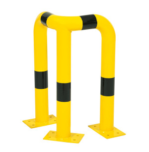 Schutzwinkel, zum Aufdübeln, gelb-schwarz, Stahl pulverbeschichtet, Ø 76 mm, 350 mm x 650 mm, 1 Stück