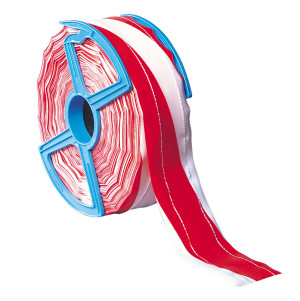 Absperrband, rot-weiß, 2-fach fadenverstärkt, 80 mm breit, 250 m/Rolle