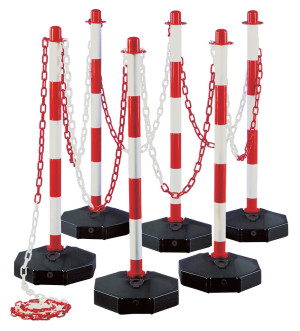 Klapppfosten Set, unbefüllt, rot-weiß, Kunststoff, Ø 300 mm, 870 mm, 6-teilig