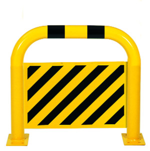 Schutzbügel mit Unterfahrschutz, 425 mm, zum Aufdübeln, gelb-schwarz, Stahl pulverbeschichtet, 750 mm x 650 mm, 1 Stück