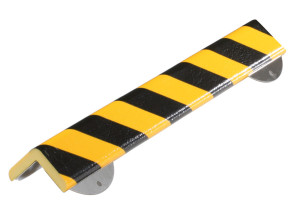 Eckschutzprofil Typ H+, mit Edelstahlunterlage, gelb-schwarz, PU-Schaum/Edelstahl, 0,5 m, 1 Stück
