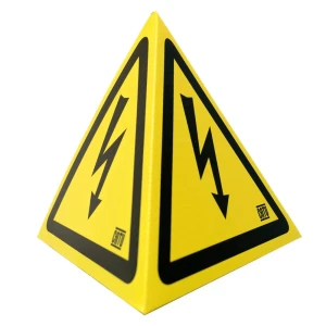 Warnpyramide zum Selbstaufbau mit Magnet, ISO/W012, gelb-schwarz, 150 x 150 x 150 mm, 1 Stück