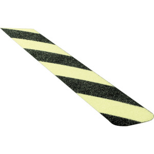 PERMALIGHT® power Antirutsch-Beläge, R13, schwarz schraffiert, nachleuchtende Folie, 800 x 50 mm