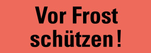 Hinweisetikett: Vor Frost schützen!, leuchtrot, permanent haftendes Haftpapier, 147 x 50 mm, 250 St./Rolle