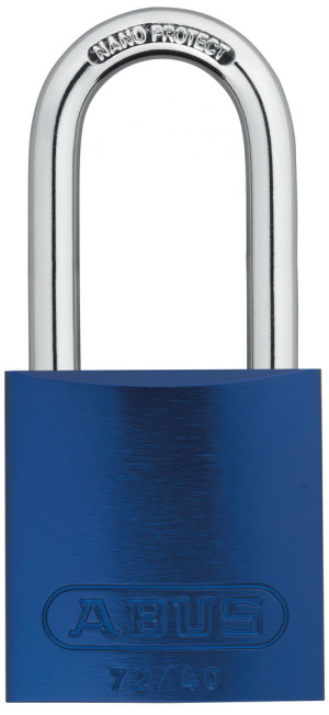 ABUS Vorhangschloss Aluminium 72/40HB40, inklusive 2 Schlüssel, Bügelhöhe 39 mm, blau, 39 x 86 x 19mm