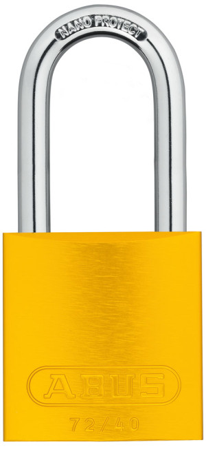 ABUS Vorhangschloss Aluminium 72/40HB40, inklusive 2 Schlüssel, Bügelhöhe 39 mm, gelb, 39 x 86 x 19mm