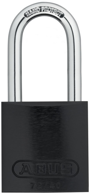 ABUS Vorhangschloss Aluminium 72/40HB40, inklusive 2 Schlüssel, Bügelhöhe 39 mm, schwarz, 39 x 86 x 19mm