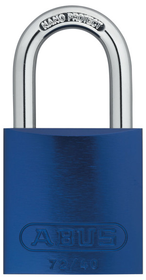 ABUS Vorhangschloss Aluminium 72/40, inklusive 2 Schlüssel, Bügelhöhe 27 mm, blau, 39 x 74 x 19mm
