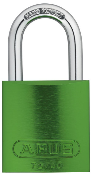 ABUS Vorhangschloss Aluminium 72/40, inklusive 2 Schlüssel, Bügelhöhe 27 mm, grün, 39 x 74 x 19mm