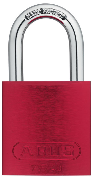 ABUS Vorhangschloss Aluminium 72/40, inklusive 2 Schlüssel, Bügelhöhe 27 mm, rot, 39 x 74 x 19mm