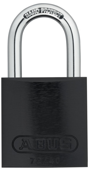 ABUS Vorhangschloss Aluminium 72/40, inklusive 2 Schlüssel, Bügelhöhe 27 mm, schwarz, 39 x 74 x 19mm