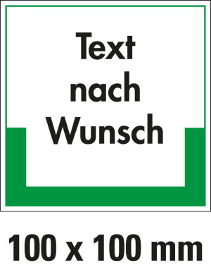 Abfallkennzeichen mit Text nach Wunsch, Folie selbstklebend, 100 x 100 mm, 1 Stück