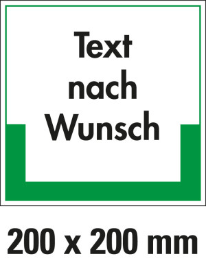 Abfallkennzeichen mit Text nach Wunsch, Folie selbstklebend, 200 x 200 mm, 1 Stück