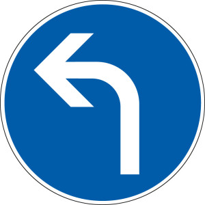 Verkehrszeichen: Fahrtrichtung links, Nr. 209-10, Aluminium RA0 reflektierend, Ø 600 mm