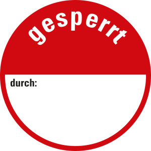 Klebepunkte gesperrt, rot-weiß, Folie selbstklebend, Ø 30 mm, 18 St./Bogen
