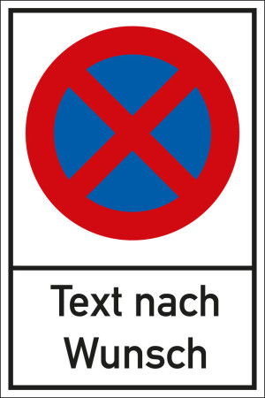 Kombischild VKZ Nr. 283 Verbot für Fahrzeuge, Text nach Wunsch, Aluminium, 400x600mm