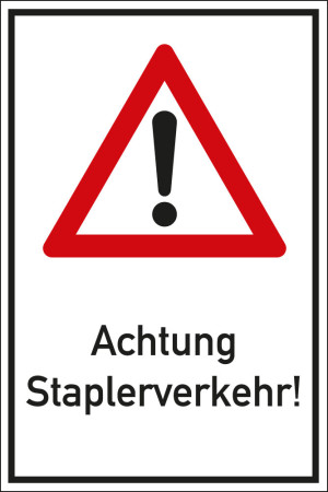 Kombischild: Achtung Staplerverkehr!, Piktogramm und Text, Aluminium reflektierend (RA0), 600 x 900 mm, 1 Stück