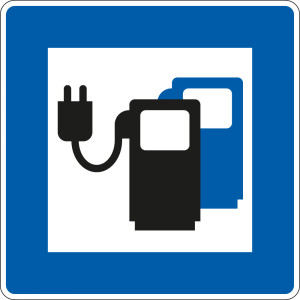 Verkehrszeichen: Ladestation für Elektrofahrzeuge, Nr. 365-65, Aluminium RA1 reflektierend, 600 x 600 mm