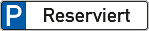 Parkplatzschild Reserviert, Aluminium, inklusive Befestigungsset und Schildverstärkung, 110 x 520 mm