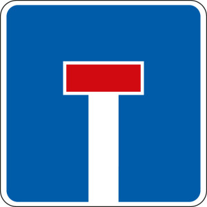 Verkehrszeichen: Sackgasse Nr. 357, abgerundete Ecken, Aluminium RA2 reflektierend, 600 x 600 mm