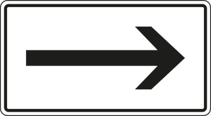 Verkehrszeichen 1000-20, Pfeil rechtsweisend, Aluminium RA0 reflektierend, 420 mm x 231 mm, 1 Stück