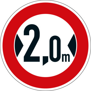 Verkehrszeichen Nr. 264 Verbot für Fahrzeuge mit Breite nach Wunsch, Aluminium reflektierend, Ø 600 mm, 1 Stück