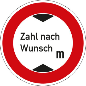 Verkehrszeichen Nr. 265 Verbot für Fahrzeuge mit Höhe nach Wunsch, Aluminium reflektierend, Ø 600 mm, 1 Stück