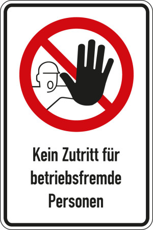 Verbots-Kombischild Kein Zutritt für betriebsfremde Personen, Aluminium, 600 x 400 mm