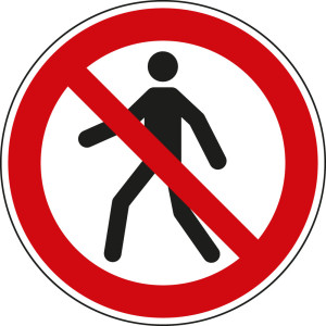 Verbotsschild: Für Fußgänger verboten, weiß-rot, ASR/ISO, Kunststoff, Ø 200 mm, 1 Stück