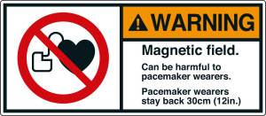 ANSI-Aufkleber: WARNING Magnetic field [...], UL-anerkannt, ANSI Z535-4, Folie selbstklebend, 100 mm x 45 mm, 2 St./Bogen