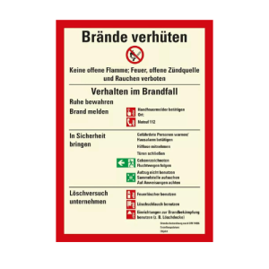 Betriebsaushang: Brandschutzordnung gemäß DIN 14096 Teil A Handfeuermelder, weiß-rot, Kunststoff, 210 mm x 297 mm, 1 Stück