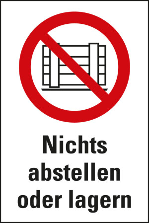 Kombi-Verbotsschild: Abstellen oder Lagern verboten, ASR/ISO, Piktogramm & Text, Kunststoff, 300 mm x 400 mm, 1 Stück