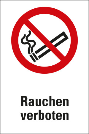 Kombi-Verbotsschild: Rauchen verboten, Piktogramm & Text, ASR/ISO, Kunststoff, 300 mm x 400 mm, 1 Stück