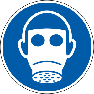 Gebotsschild: Atemschutz benutzen, blau-weiß, ASR/ISO, Kunststoff, Ø 200 mm, 1 Stück