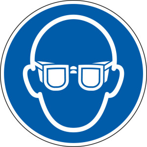 Gebotsschild: Augenschutz benutzen, blau-weiß, ASR/ISO, Kunststoff, Ø 100 mm, 1 Stück