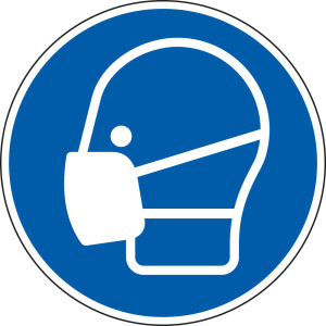 Gebotsschild: Maske benutzen, blau-weiß, ASR/ISO, Kunststoff, Ø 200 mm, 1 Stück