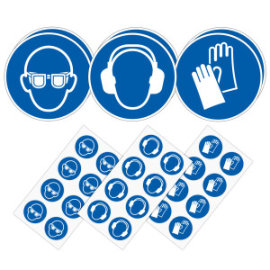 Gebotsschilder-Set, blau, Standardfolie, 36-teilig